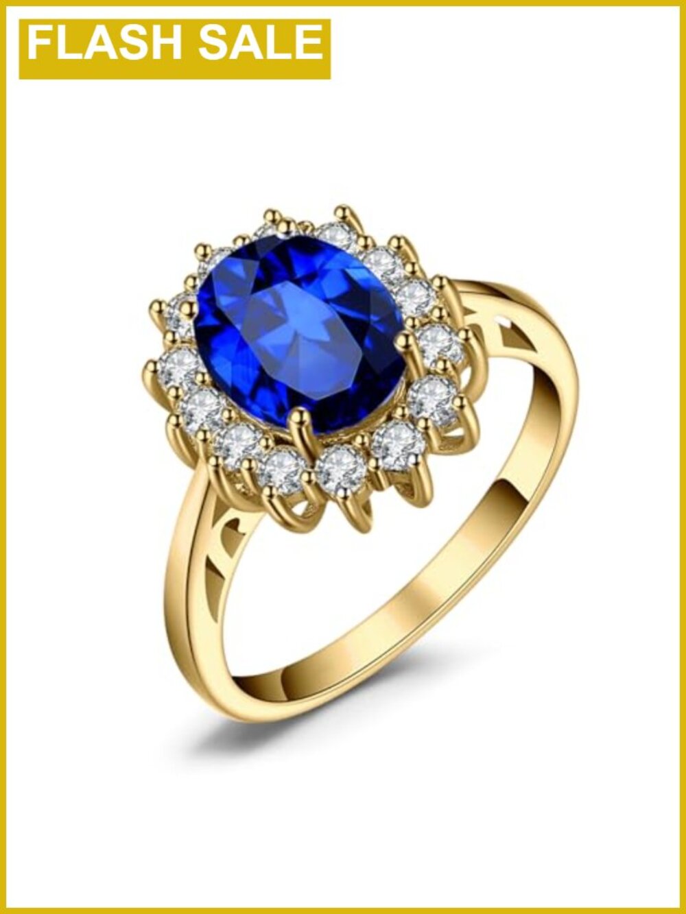 Princess Diana Kate Middleton Gemstone Sapphire Halo Engagement Ring 14K Gold